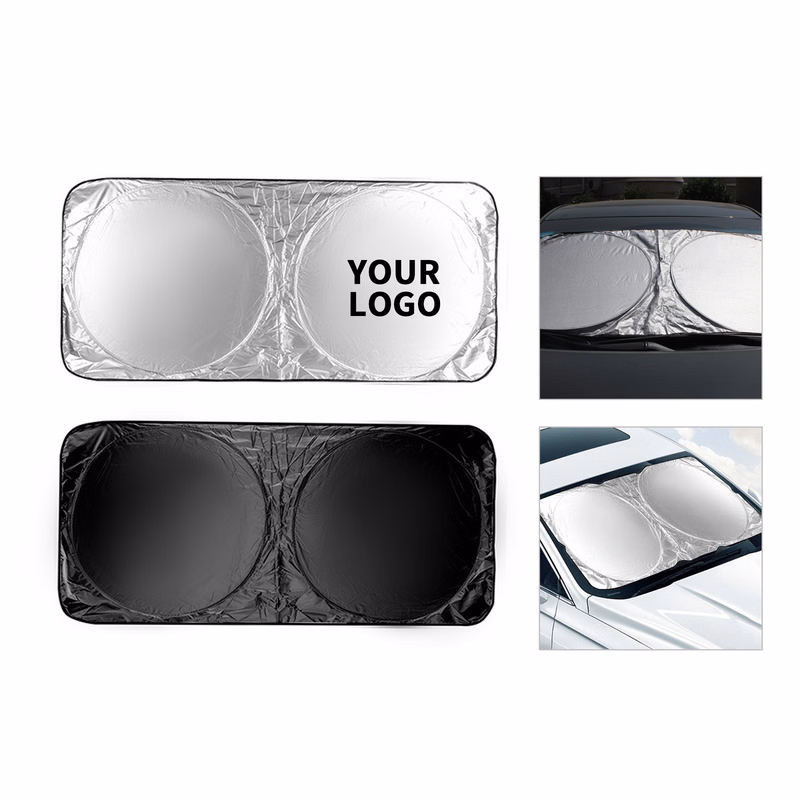 Collapsible Reflective Windshield Shade With Storage Pouch
