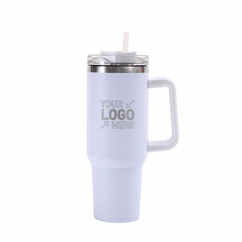 40 OZ Double Walls Stainless Steel Auto Tumbler With Straw And Handle