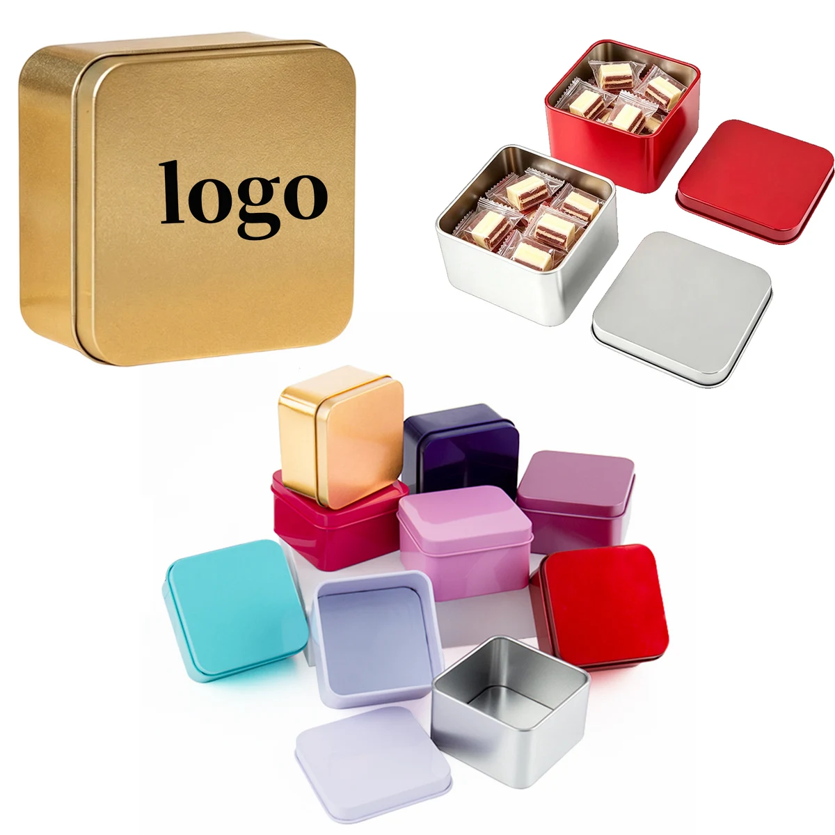 Custom Square Metal Gift Tin Box 1