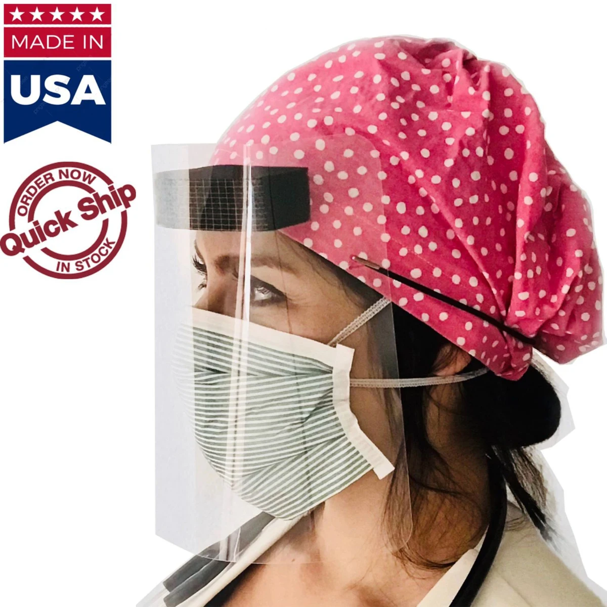 USA Made Safety Face Shields w/ Headbands & Forehead Pad 1