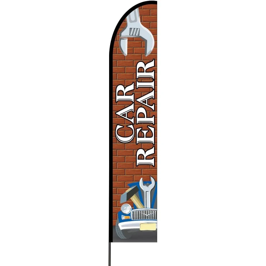 Car Repair Flag Kit 15' Feet Feather Flag Sign Outdoor Banner 1