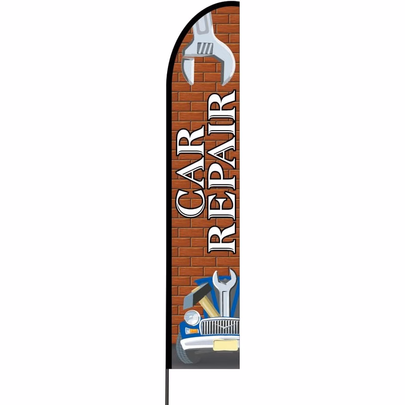 Car Repair Flag Kit 15' Feet Feather Flag Sign Outdoor Banner