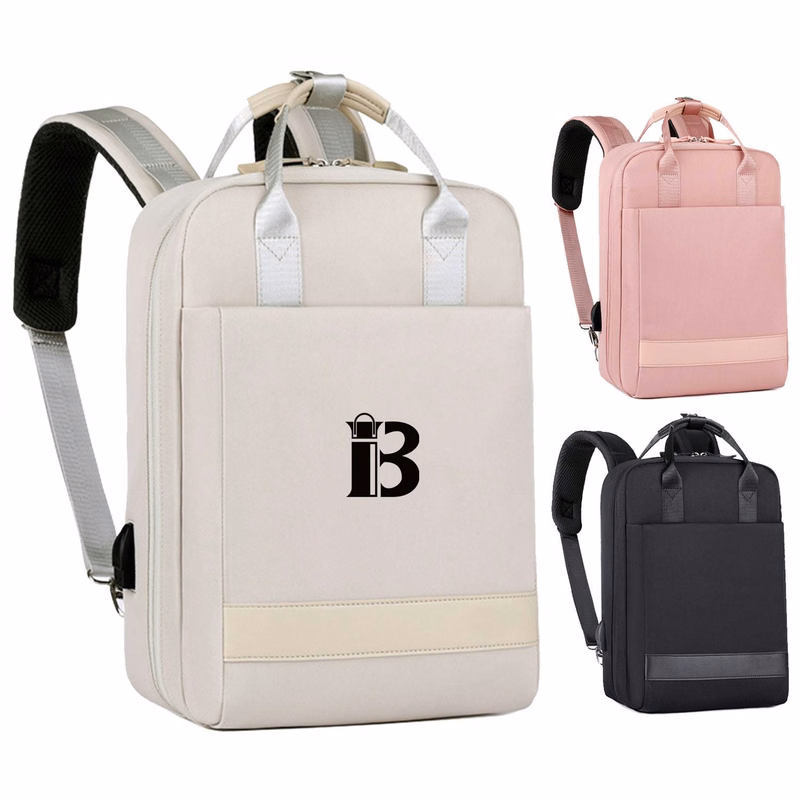 Leisure Computer Nylon Backpack With Usb Charging Port