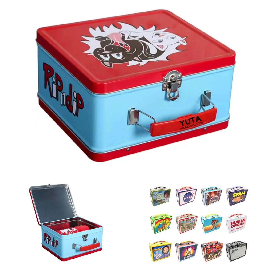 Retro Metal Tin Tote Lunchbox 1