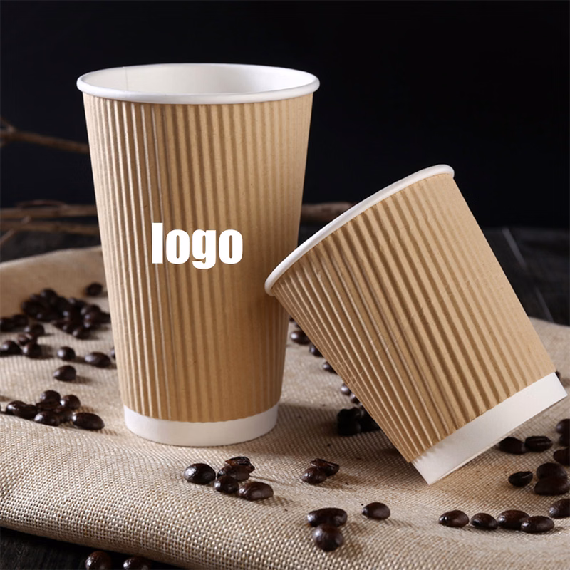 Disposable double layer corrugated paper cup, hot drink cup, carrying lid