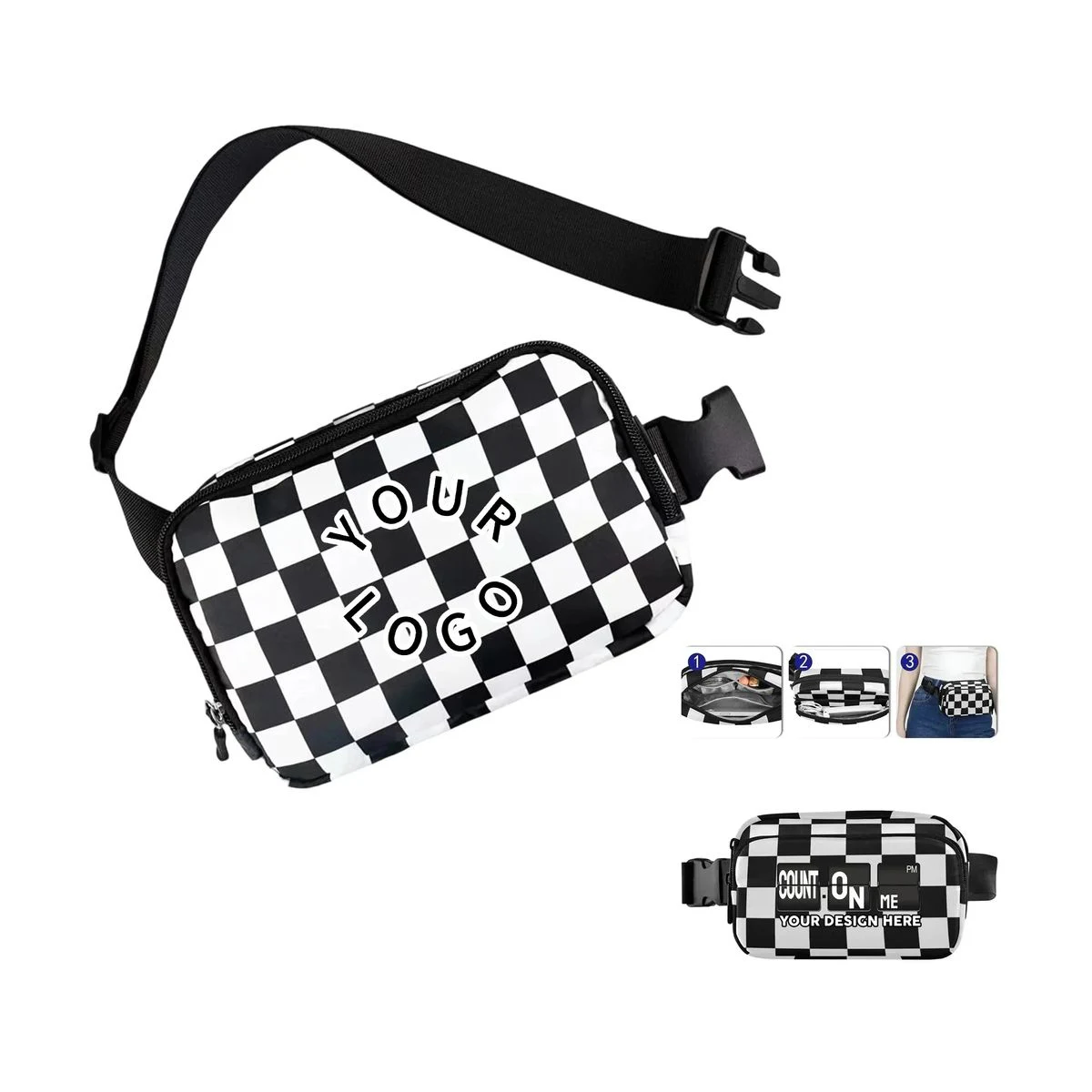 Oxford Belt Bag with Lightweight Checkered Body Design 1