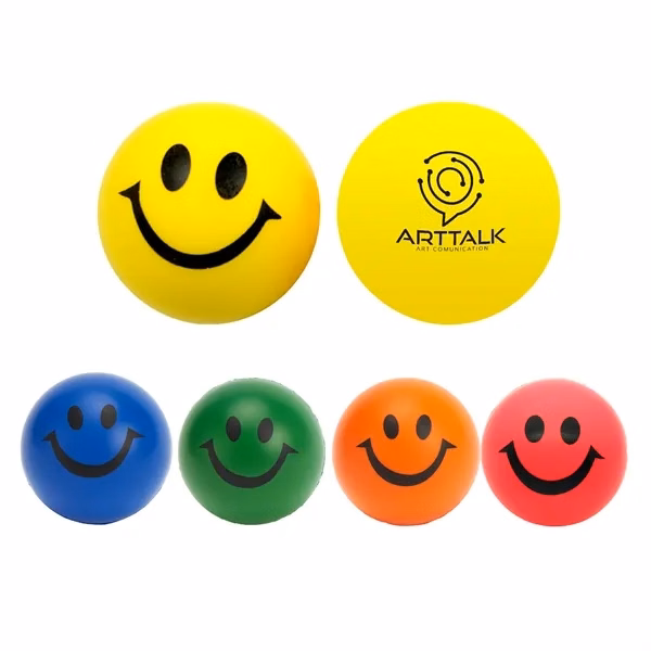 Custom 4cm Polyurethane Smiley Stress Ball — Eco-Friendly Wellness Giveaway