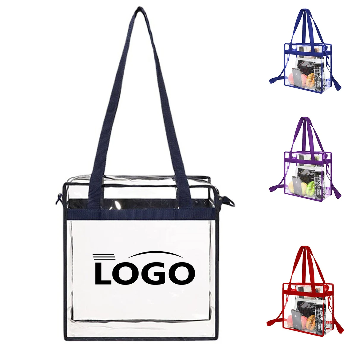 Clear 30-silk PVC Tote Bag with Shoulder Strap 1