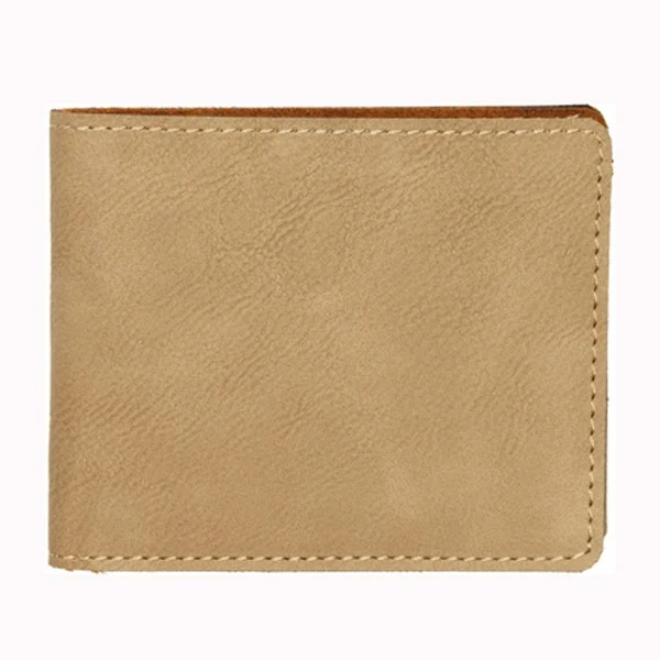 Leatherette Bifold Wallet - Light Brown Laser Engrave 1