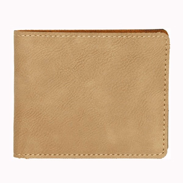Leatherette Bifold Wallet - Light Brown Laser Engrave