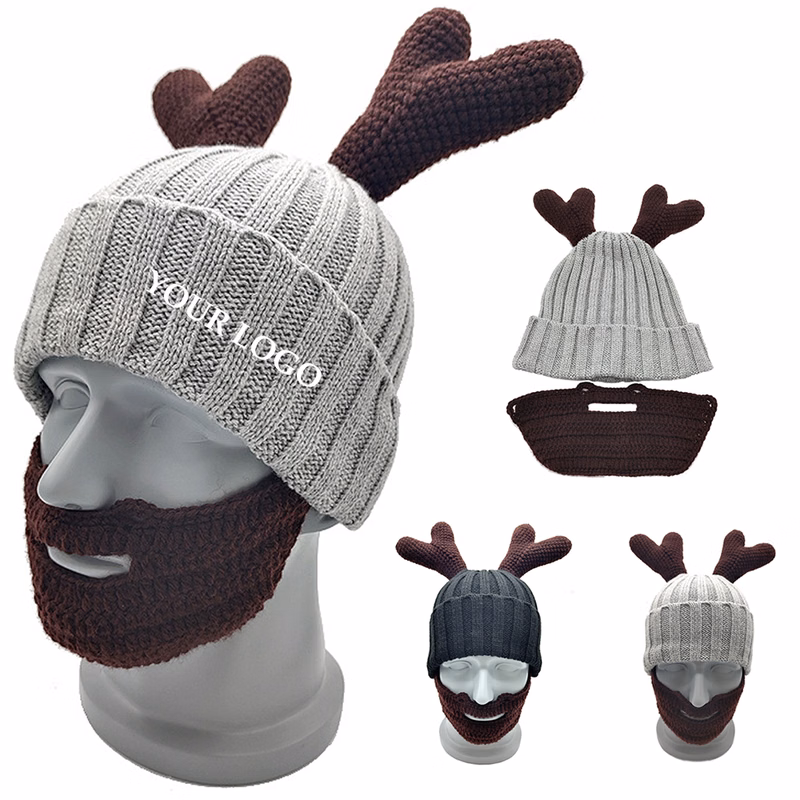 Skullies Gorros Funny Party Caps Christmas Antlers Beard Beanie