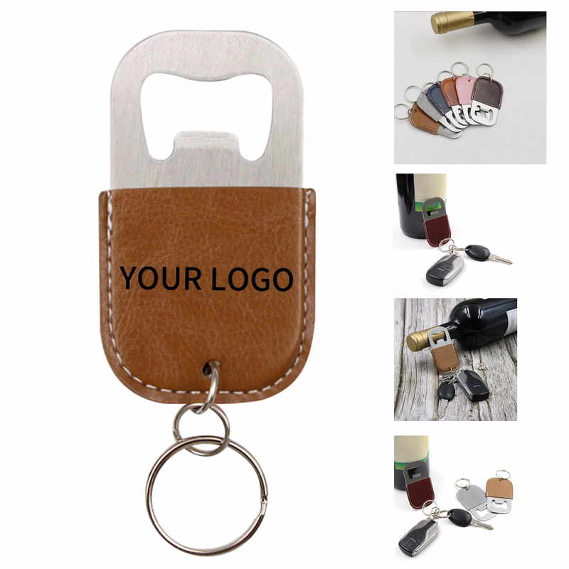 PU Bottle Opener Keychain 3.15x1.78 Inch Stainless Steel