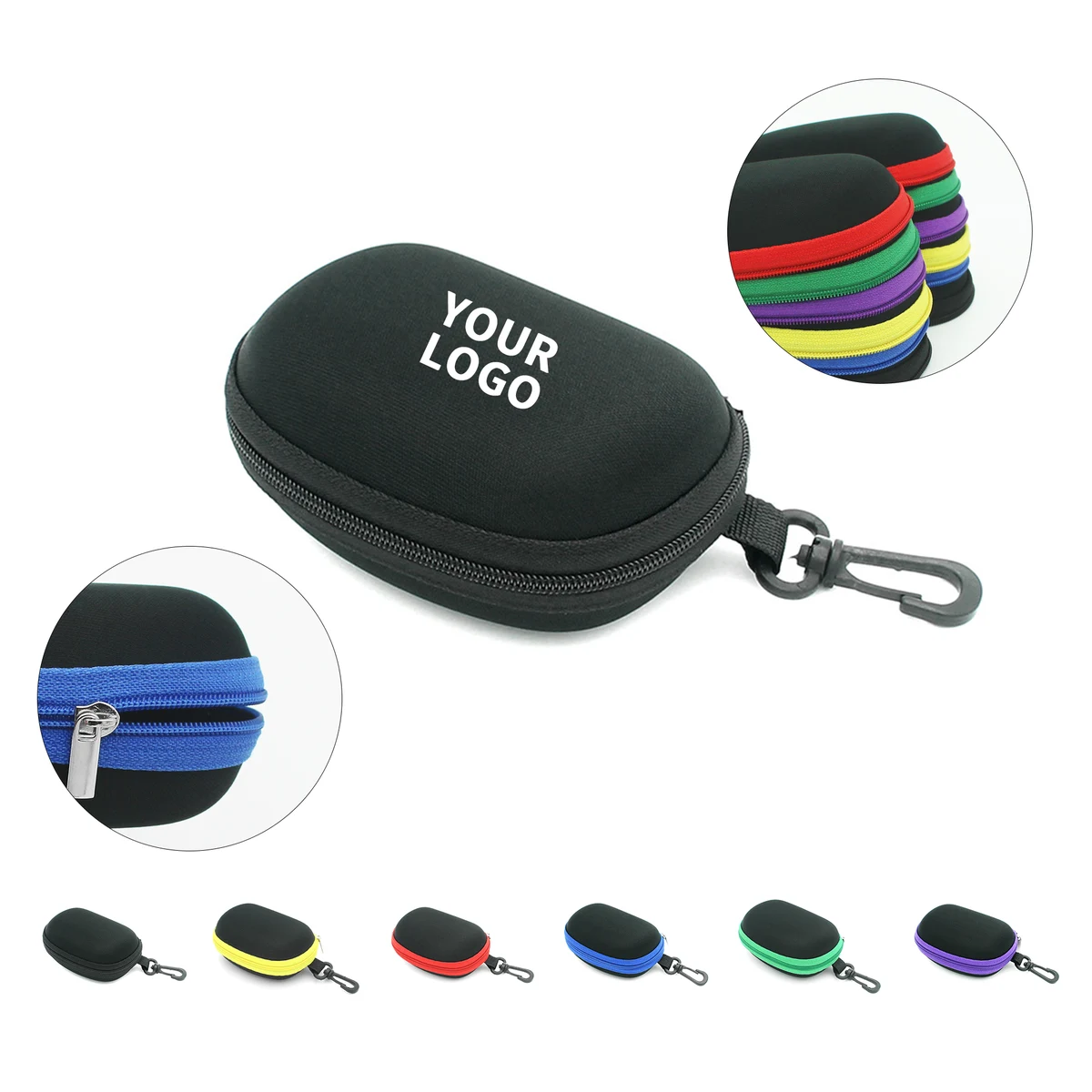 Ethylene Vinyl Acetate Waterproof Zipper Glasses Case 4" x 2.8" 1