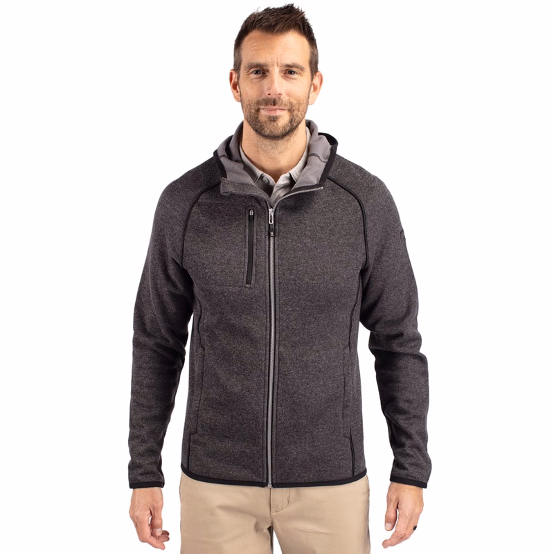 Cutter & Buck Mainsail Sweater-Knit Mens Full Zip Hooded Jacket