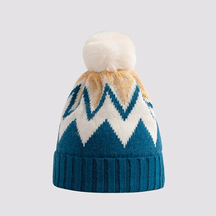 Winter Knit Hairball Hat For Women