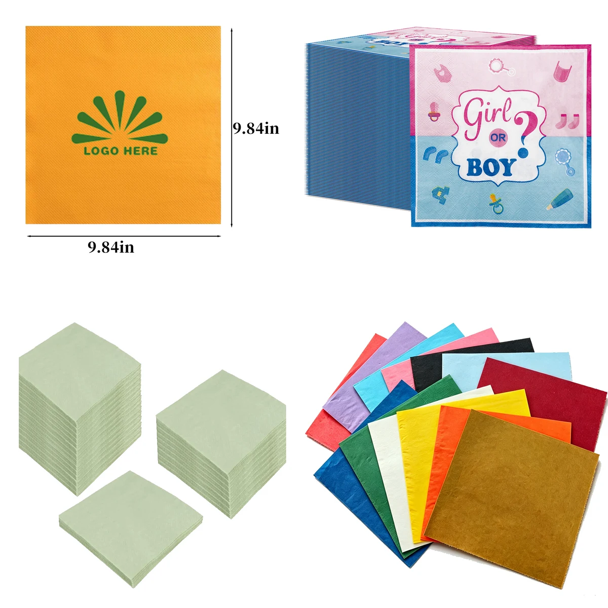 Solid Color Custom Print Disposable Table Napkins 1