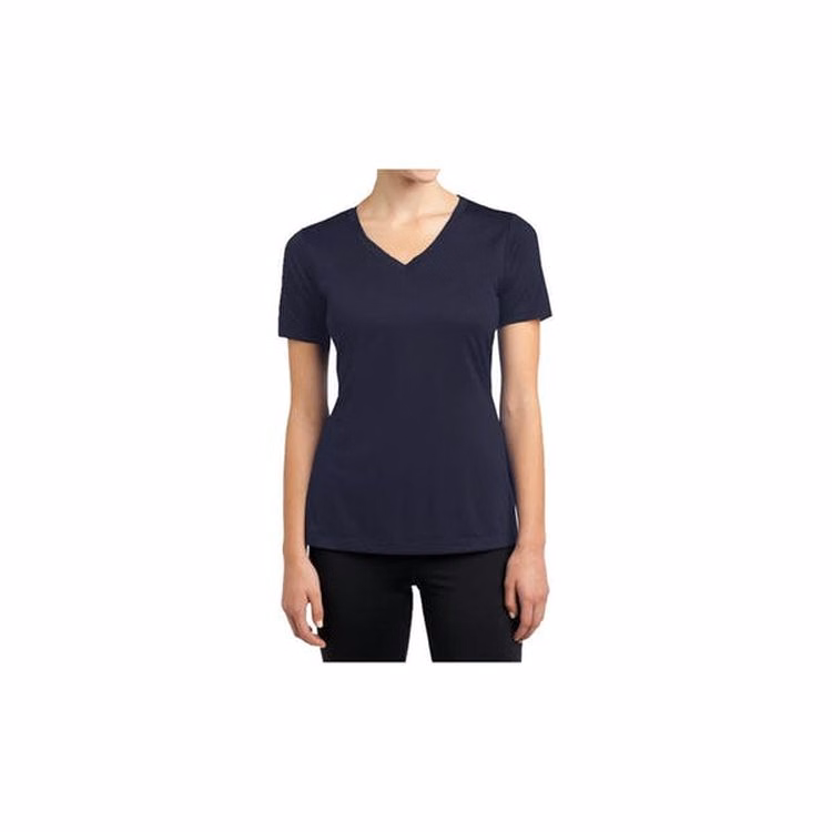 Women's V-Neck Fitted Tees - Navy Medium Cotton Short Sleeve