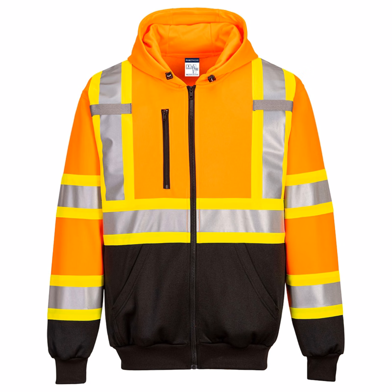 PORTWEST® Hi-Vis X Back Contrast Tape Zipped Hoodie w/ UPF 40+ Protection