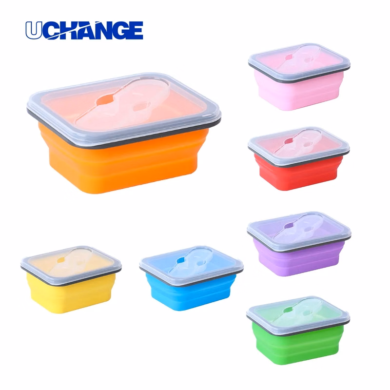 Foldable Silicone Lunch Box with Utensil Set