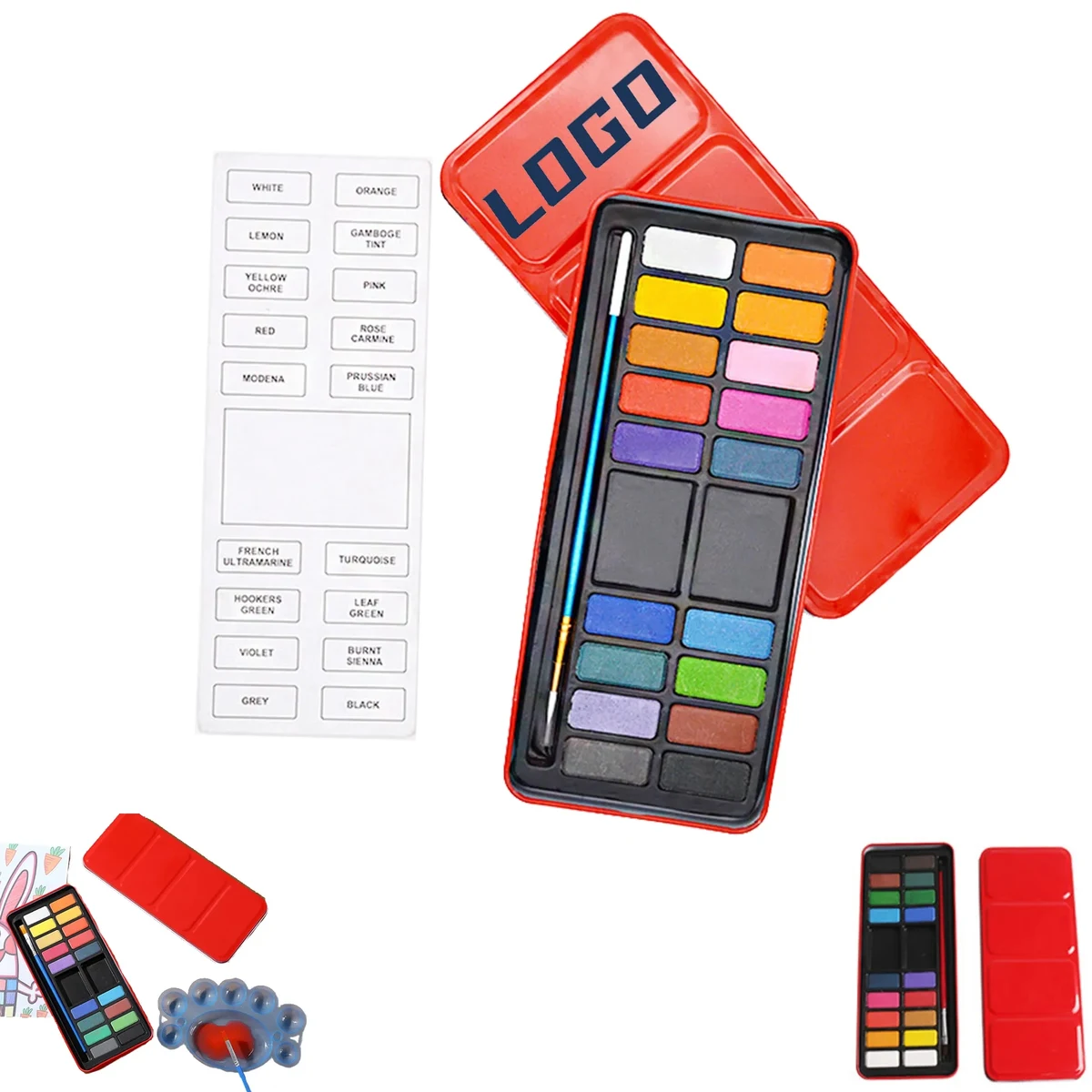 Metal Box 18 Colors Solid Watercolor Paint Set 1