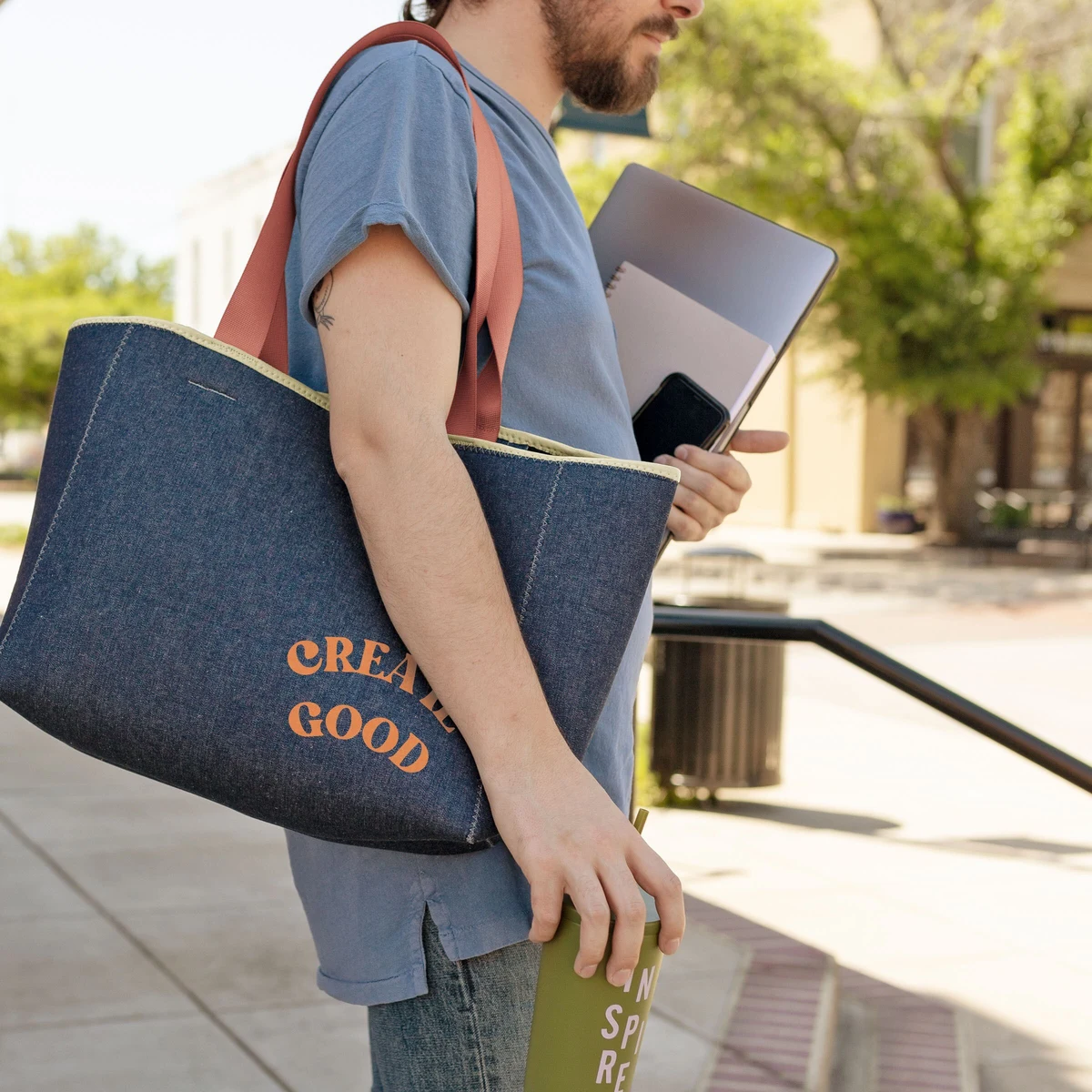 ALL DAY TOTE - DENIM NEOPRENE - MEDIUM 1