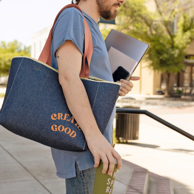 ALL DAY TOTE - DENIM NEOPRENE - MEDIUM