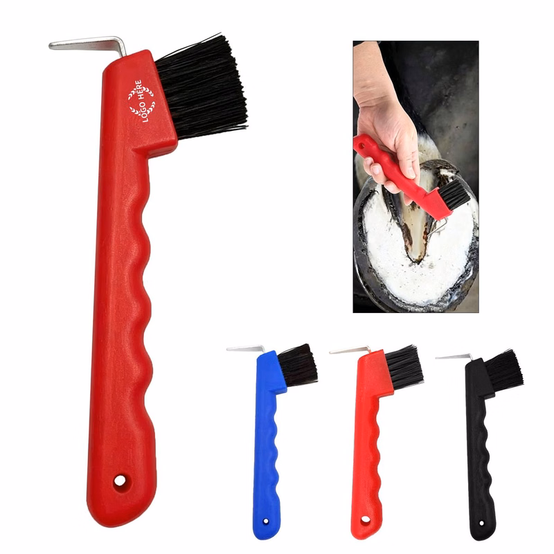 Portable Plastic Horseshoe Hoof Pick With Brush