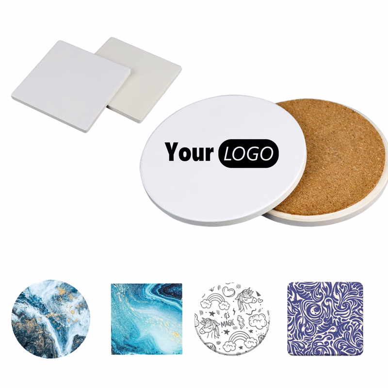 Ceramic Round Coaster Featuring a Cork Bottom
