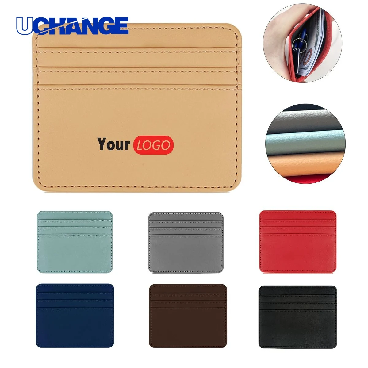 PU Leather Solid Color Card Case 1