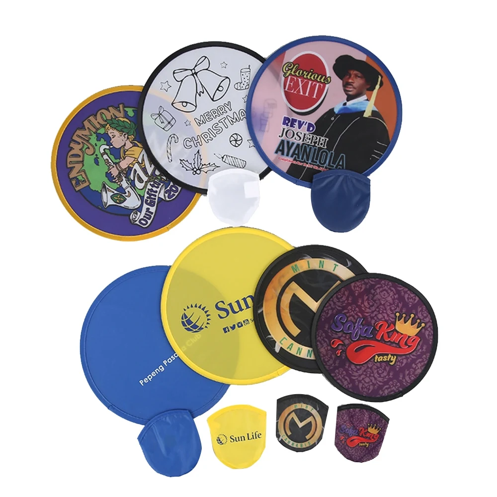 10" Full Color Fold Up Flying Disc w/ Pouch 1