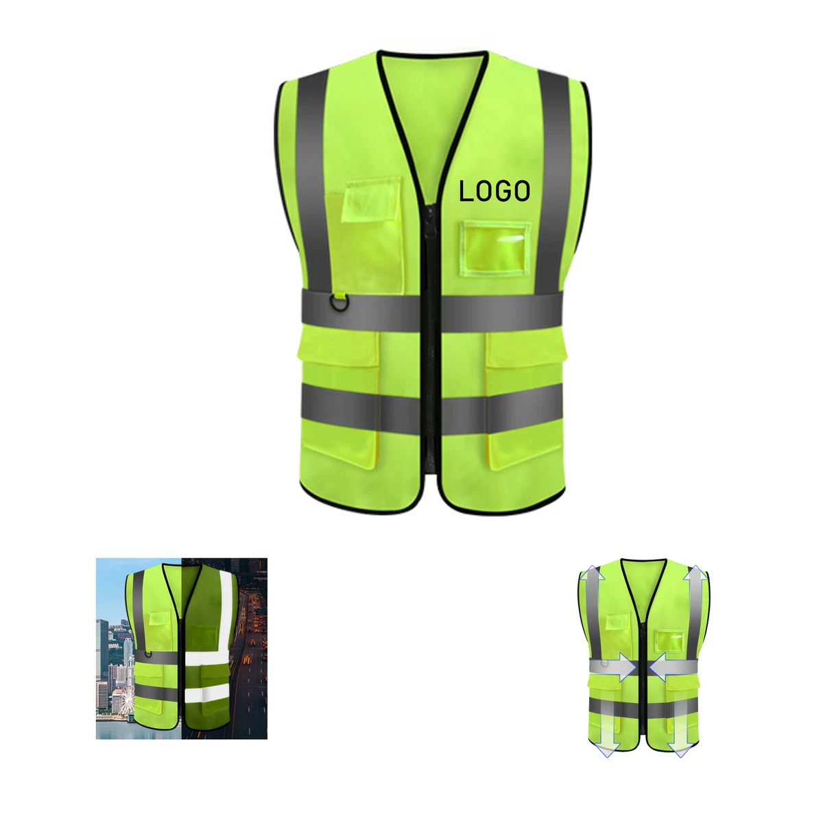 Zippered Reflective Safety Vest Workwear 1