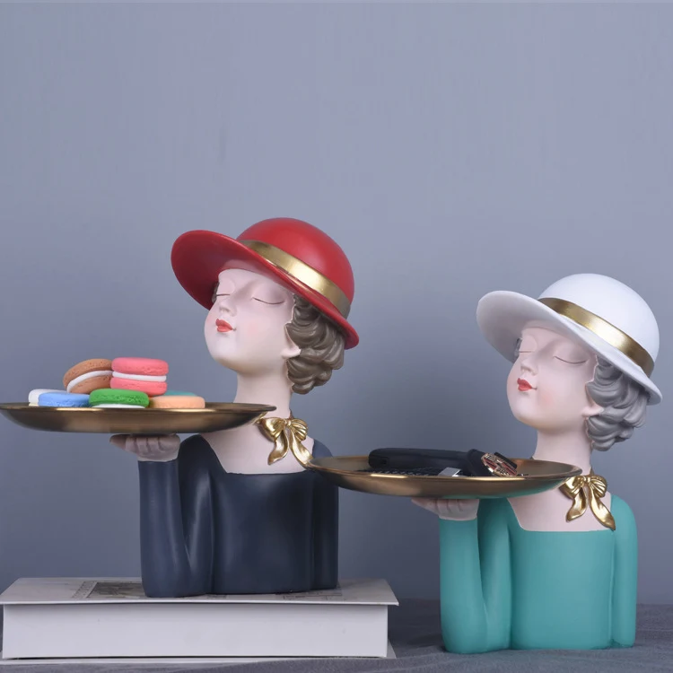 Fashion Girl Sculpture With A Tray 1