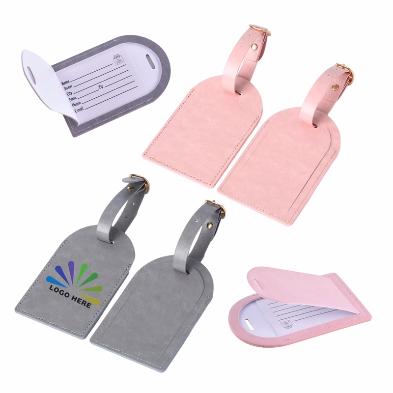 Leather Luggage Tags Travel Bag Labels with Name ID Card
