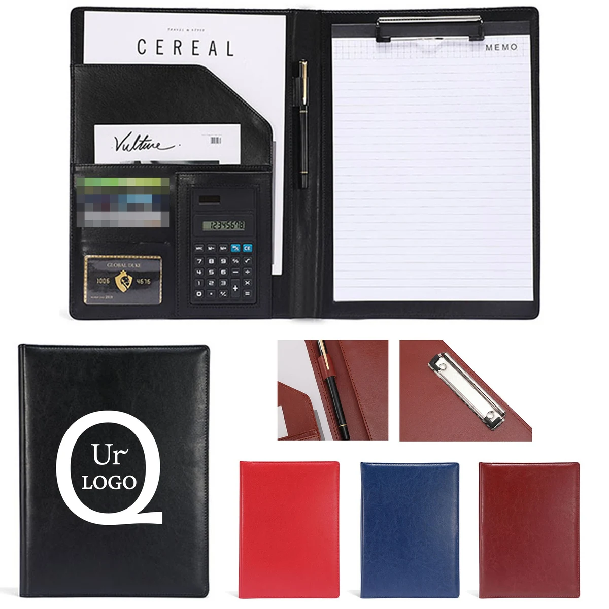 Leather Portfolio Binder W/ Calculator 1