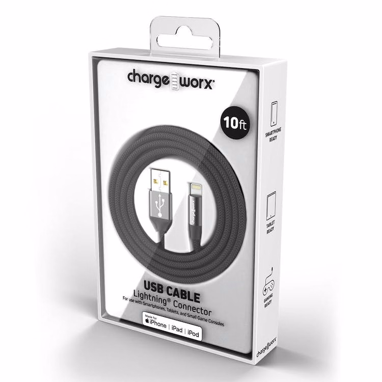 10' Lightning USB Cable - Pitch Black
