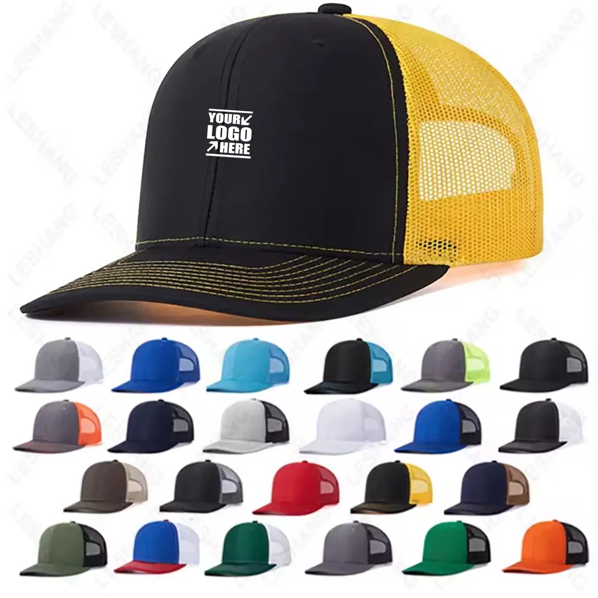 6 Panel Plain Mesh Trucker Cap 1