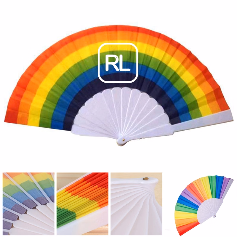 Folding Plastic Fabric Rainbow Hand Fan