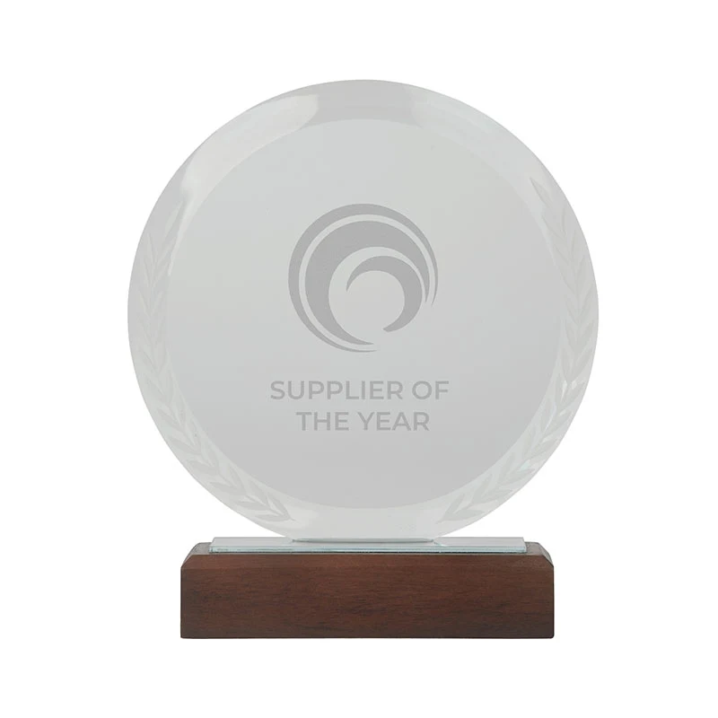 Redondo Crystal Award with Wood Base 1