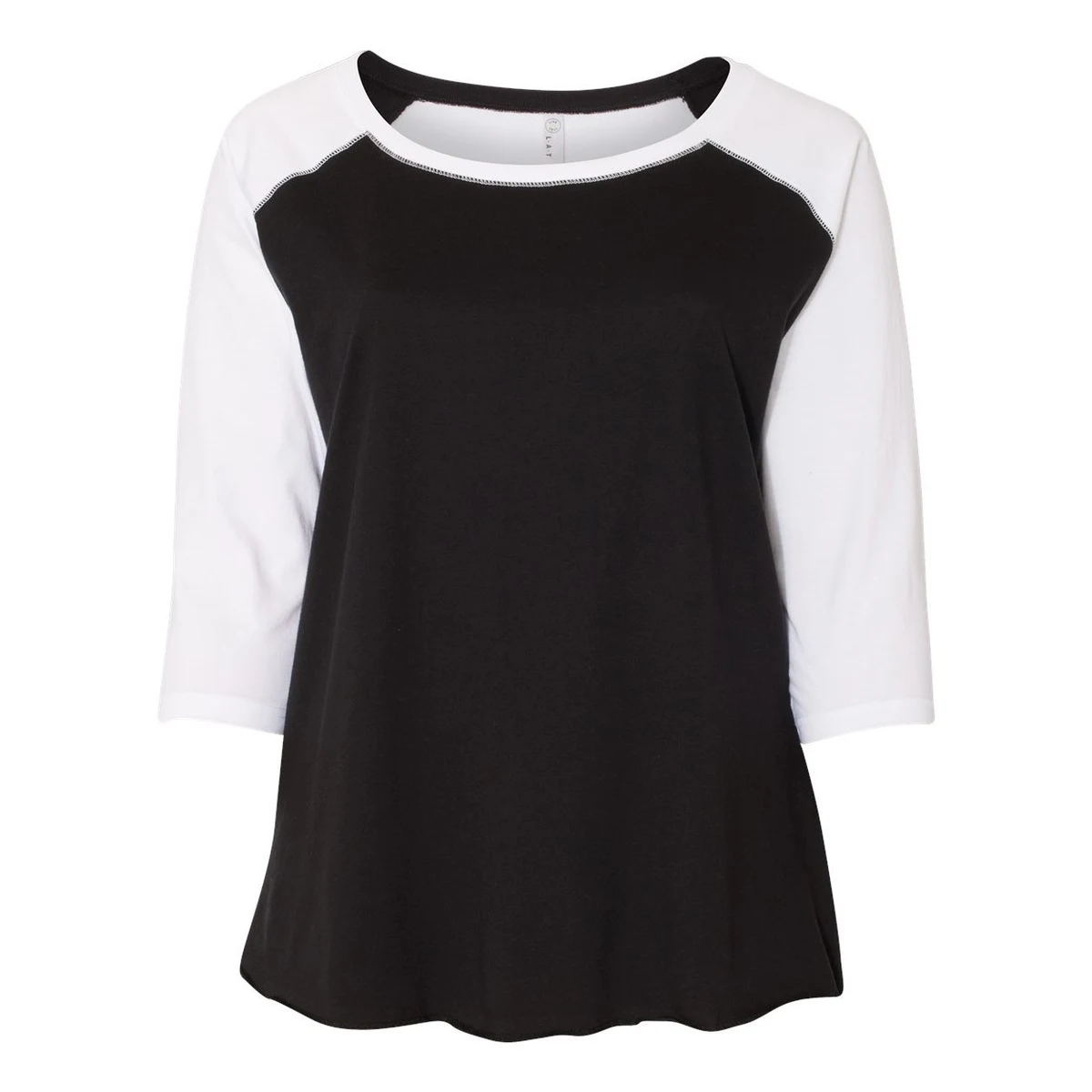 Women's Curvy Collection Baseball Three-Quarter Sleeve Tee - 3830 1