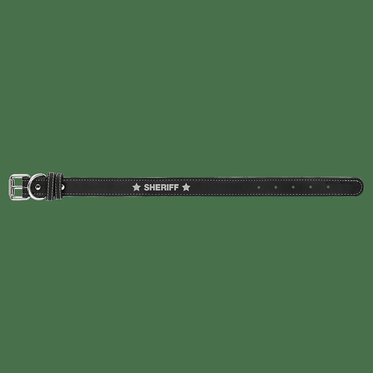 15" x 3/4" Black/Silver Leatherette Dog Collar 1