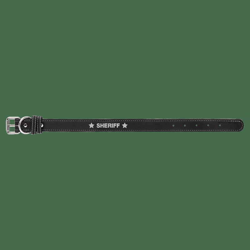 15" x 3/4" Black/Silver Leatherette Dog Collar