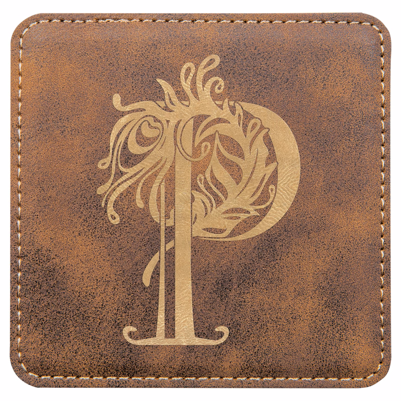 Leather Square Coaster, 4 x 4 x 5/32"