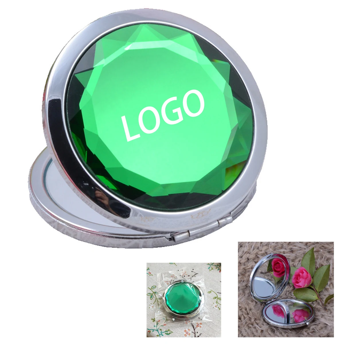 Round Crystal Dual Magnification Mirror MOQ 100PCS 1