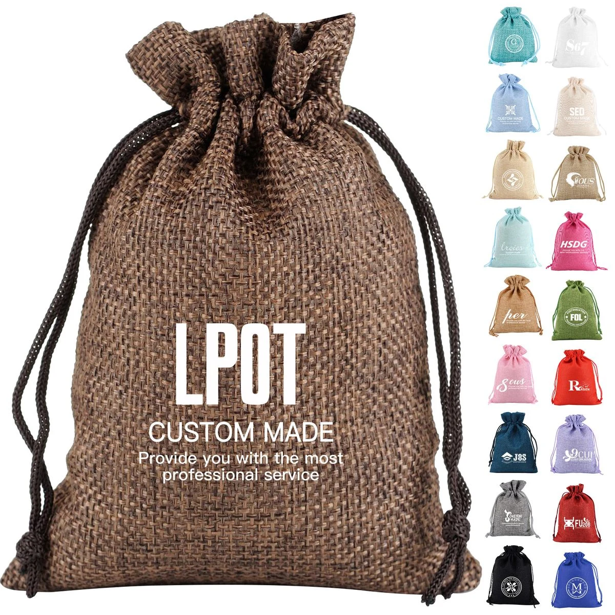 Burlap Drawstring Bag 1