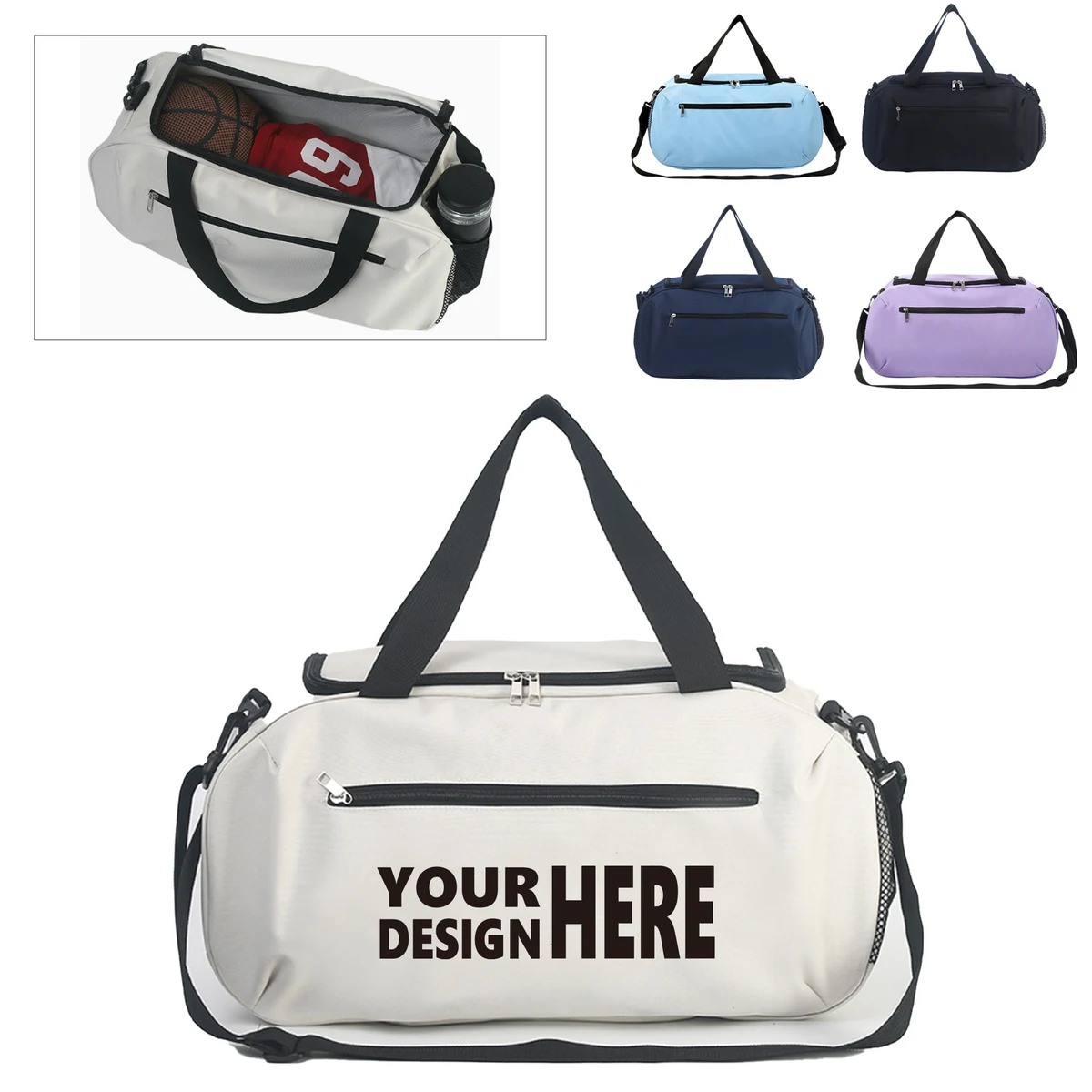 Solid Color Travel Gym Bag with Multifunctional Design 1