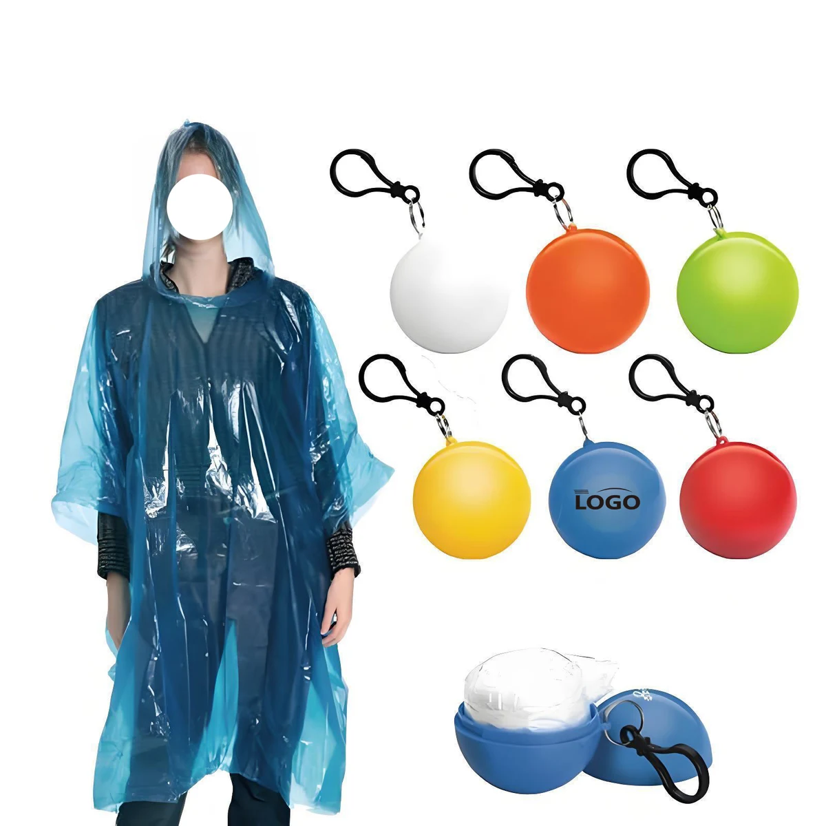 Portable Rain Poncho with Keychain Ball Case 1
