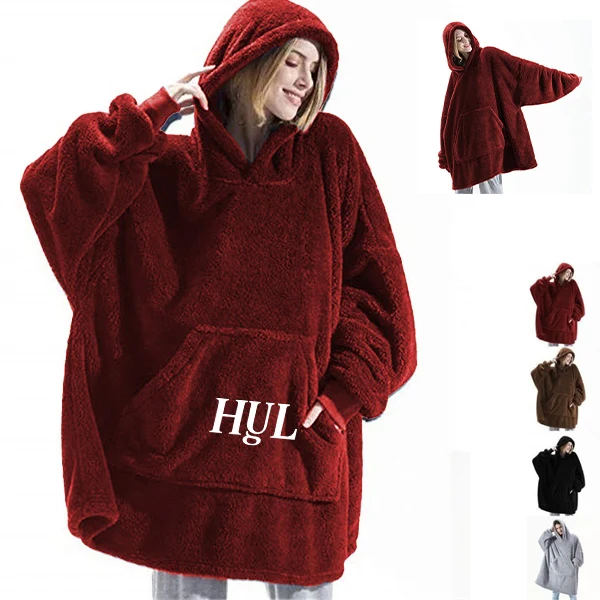 Comfortable Loose Reversible Fleece Hoodie 1