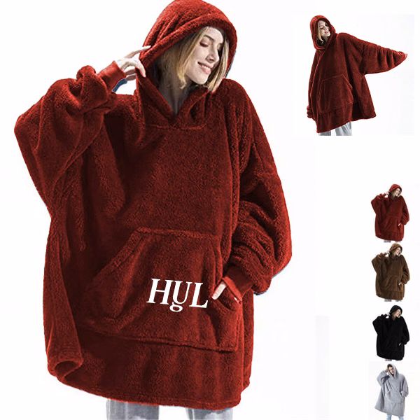 Comfortable Loose Reversible Fleece Hoodie