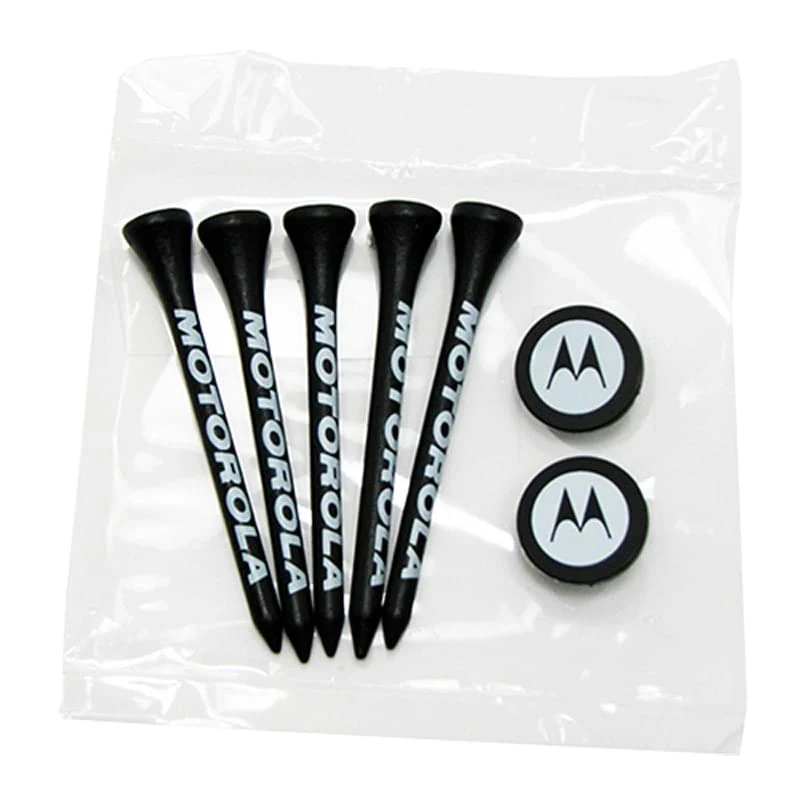 Golf Tee Poly Packet with 5 Tees & 2 Ball Markers 1