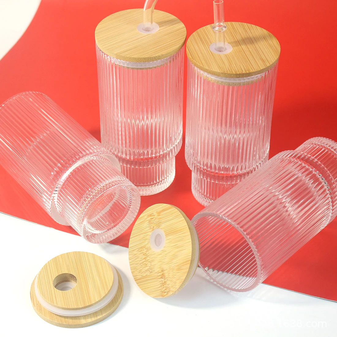 Stackable Ribbed Glass Cup 1